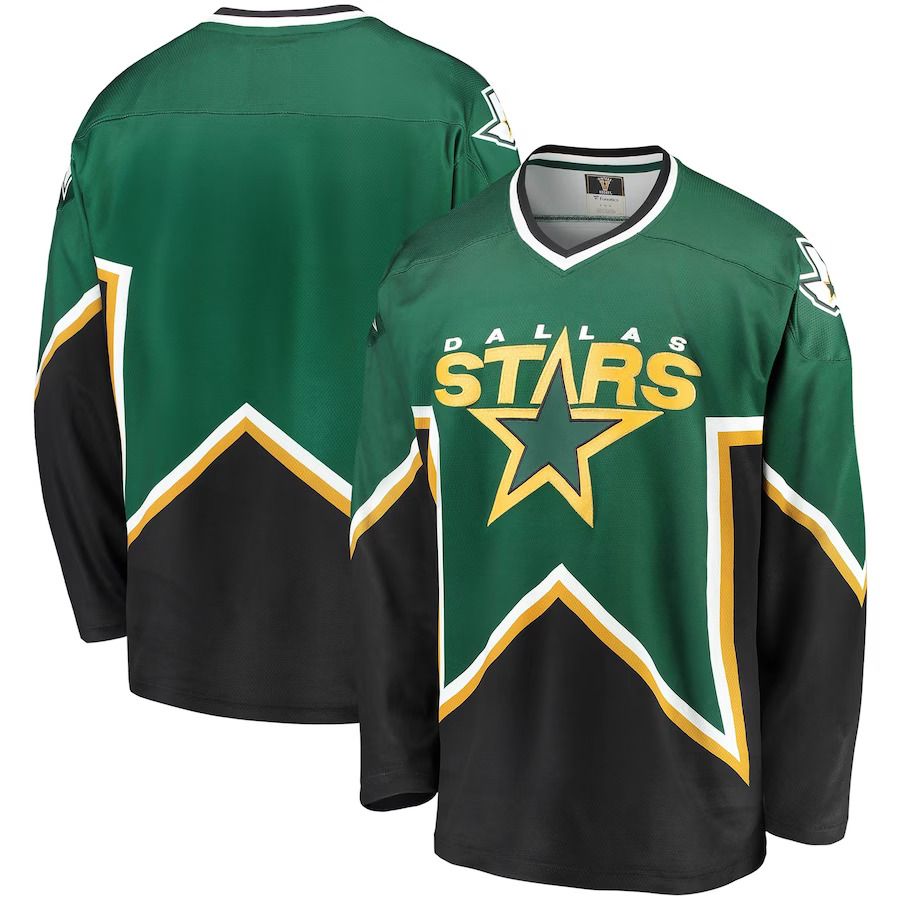 Men Dallas Stars Fanatics Branded Kelly Green Black Premier Breakaway Heritage Blank NHL Jersey
